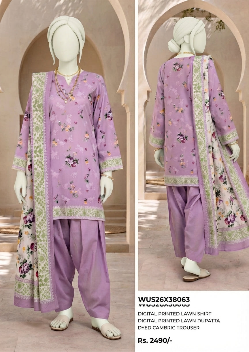 ZELAY | Premium Unstitched 3-Piece Lawn Suit – WUS26X38063