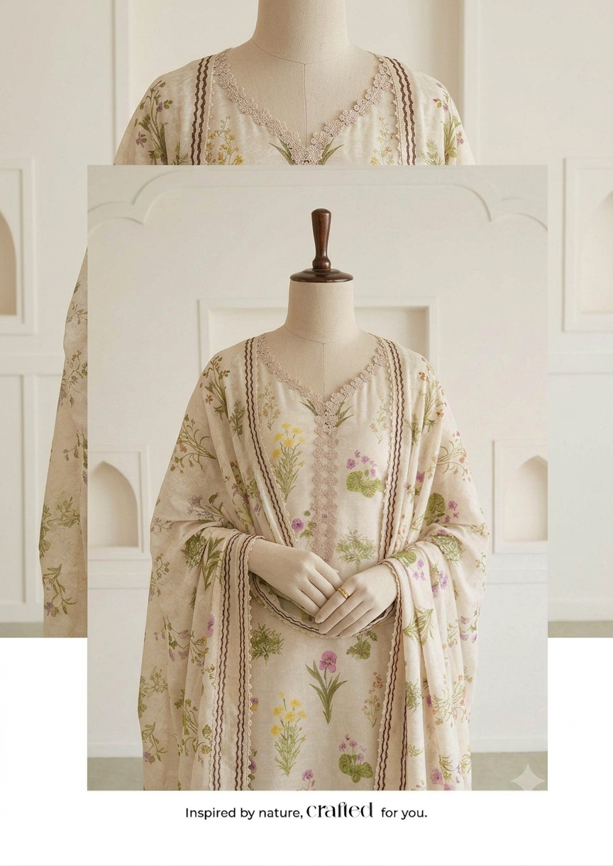 ZELAY | Premium Unstitched 3-Piece Lawn Suit – WUS26X31018