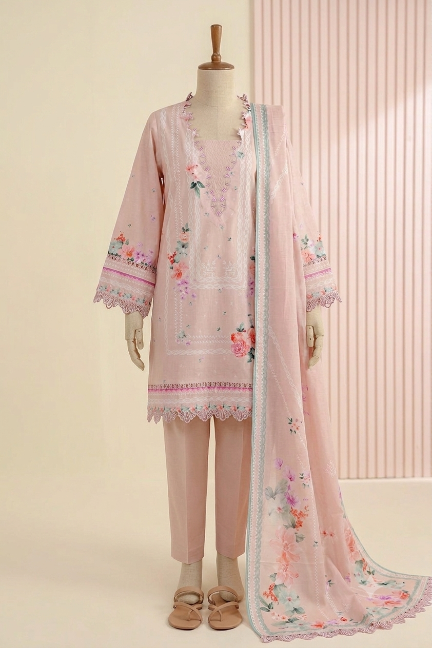 ZELAY | Premium Unstitched 3-Piece Lawn Suit – WUS26X30953