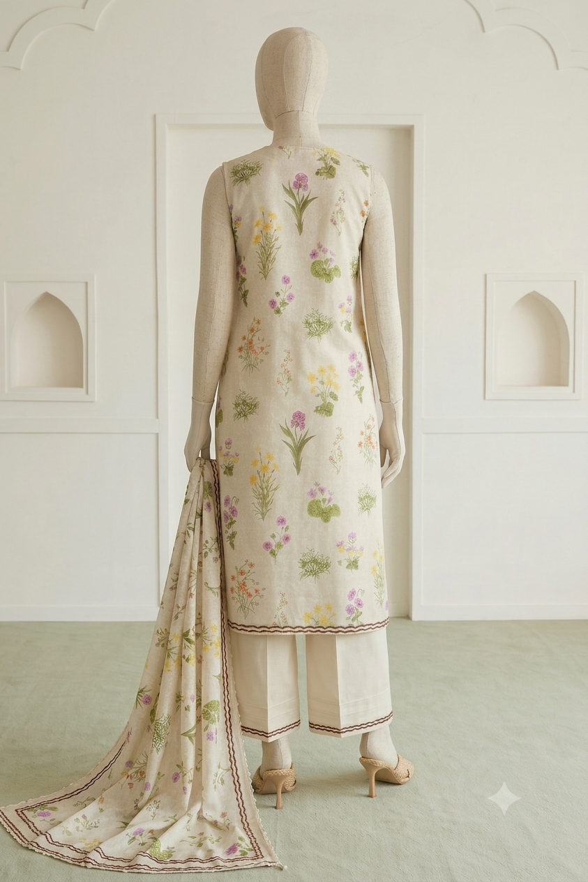 ZELAY | Premium Unstitched 3-Piece Lawn Suit – WUS26X31018