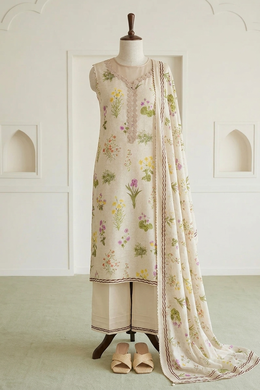 ZELAY | Premium Unstitched 3-Piece Lawn Suit – WUS26X31018