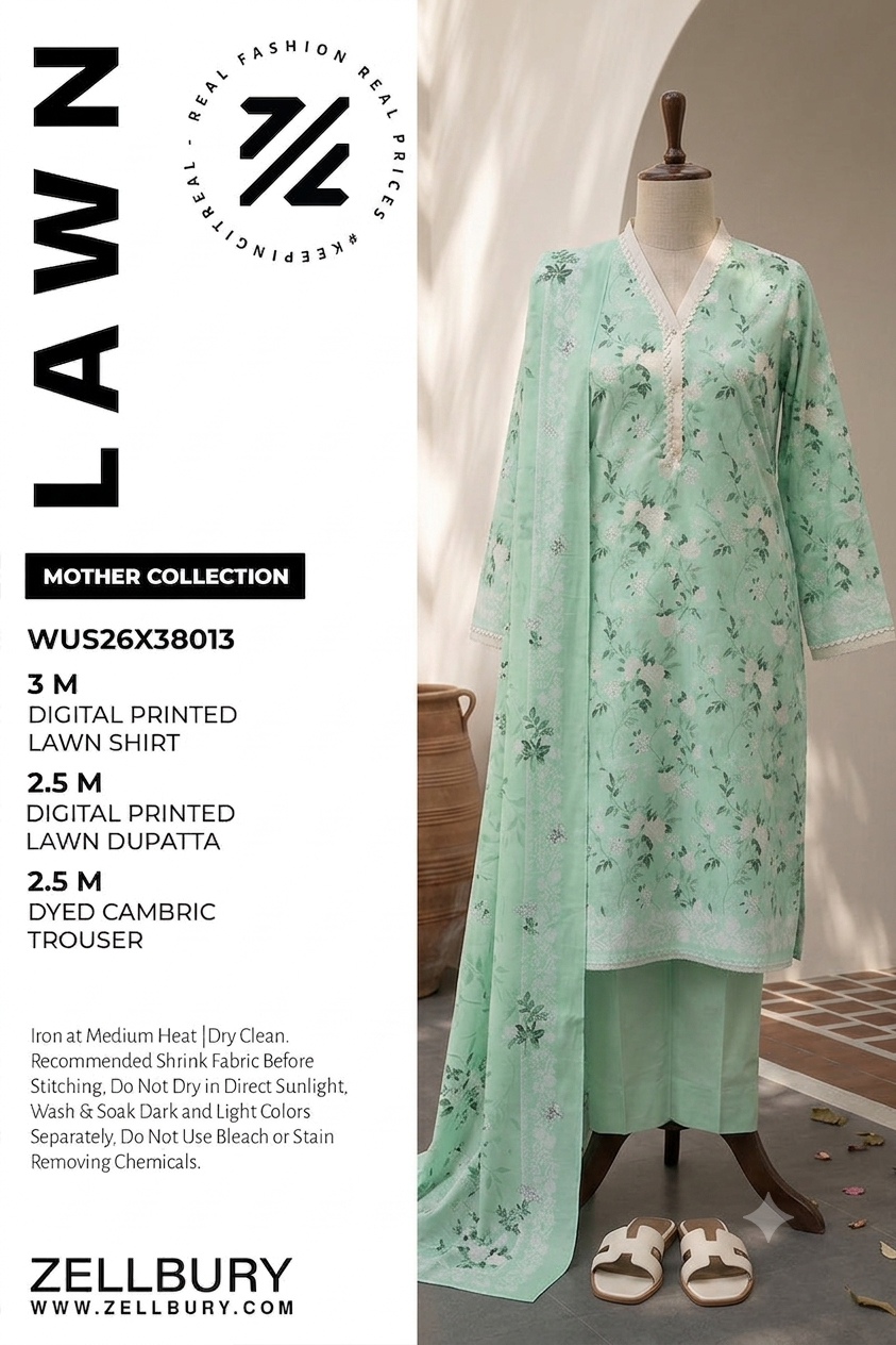 ZELAY | Mother Collection – Premium Unstitched 3-Piece Lawn Suit – WUS26X3801
