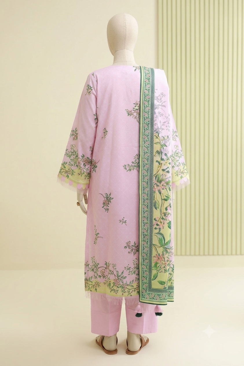 ZELAY Premium Unstitched 3-Piece Lawn Suit | WUS26X30822