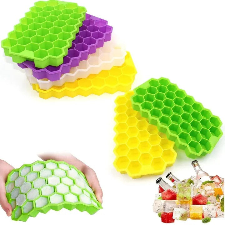 Silicone Ice Cube Tray with Lid | Reusable Flexible Ice Cube Mold for Freeze