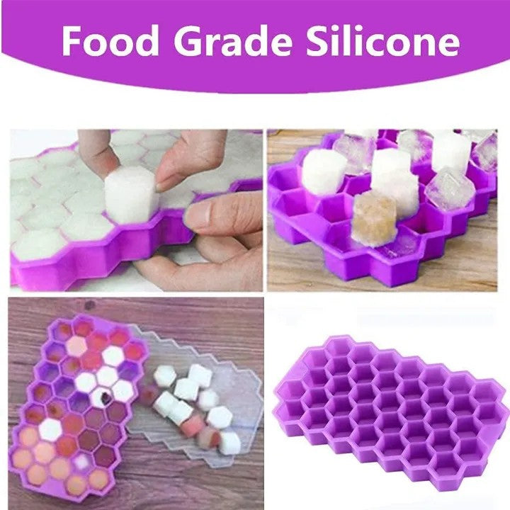 Silicone Ice Cube Tray with Lid | Reusable Flexible Ice Cube Mold for Freeze