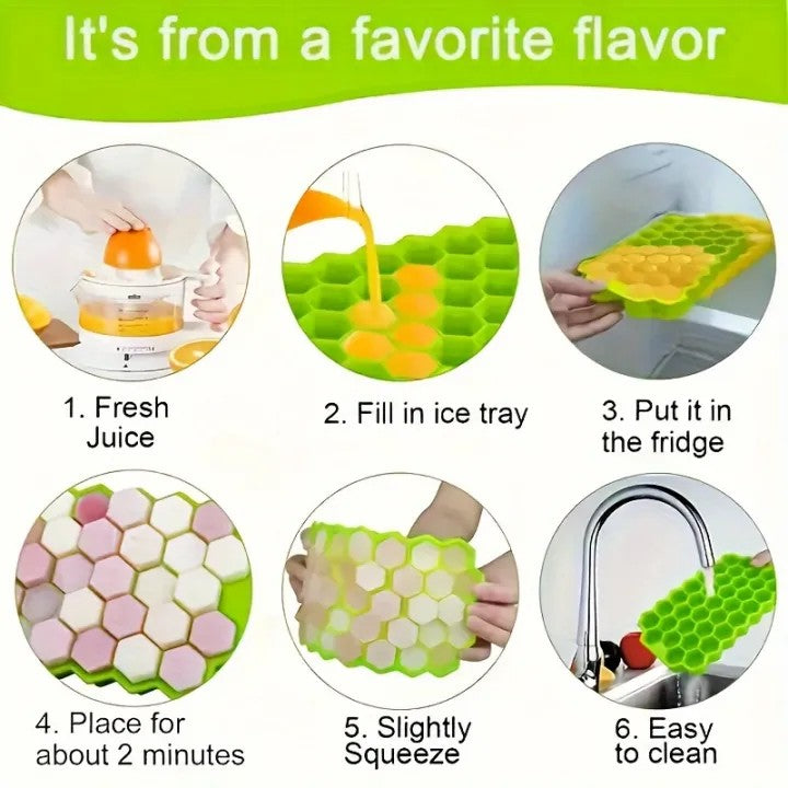 Silicone Ice Cube Tray with Lid | Reusable Flexible Ice Cube Mold for Freeze