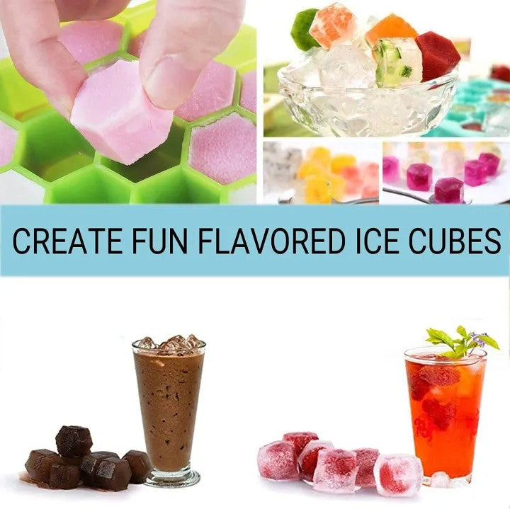 Silicone Ice Cube Tray with Lid | Reusable Flexible Ice Cube Mold for Freeze