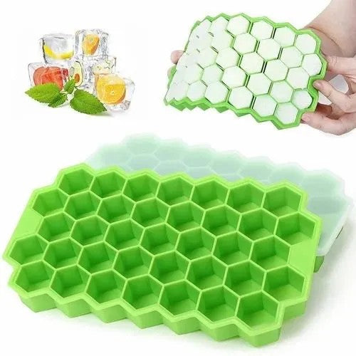 Silicone Ice Cube Tray with Lid | Reusable Flexible Ice Cube Mold for Freeze