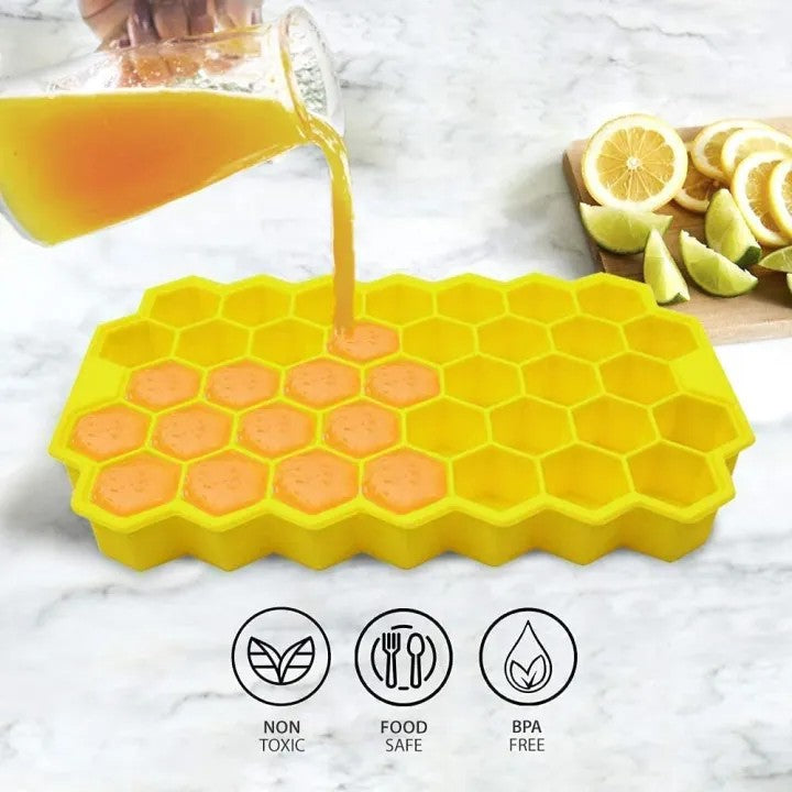 Silicone Ice Cube Tray with Lid | Reusable Flexible Ice Cube Mold for Freeze