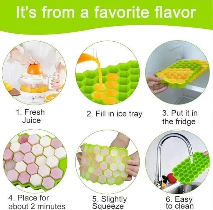 Silicone Ice Cube Tray with Lid | Reusable Flexible Ice Cube Mold for Freeze