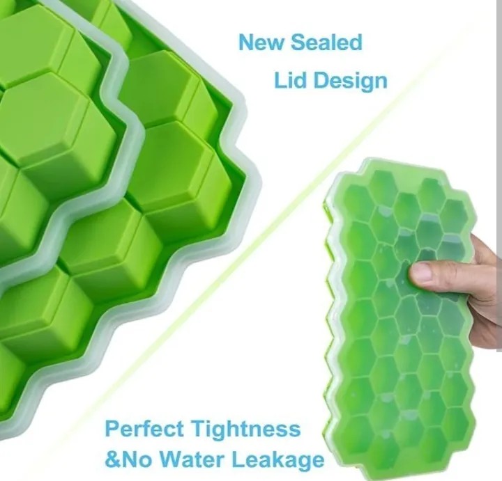 Silicone Ice Cube Tray with Lid | Reusable Flexible Ice Cube Mold for Freeze