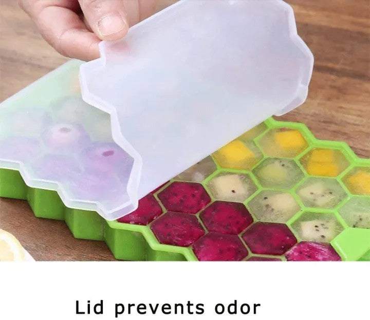 Silicone Ice Cube Tray with Lid | Reusable Flexible Ice Cube Mold for Freeze