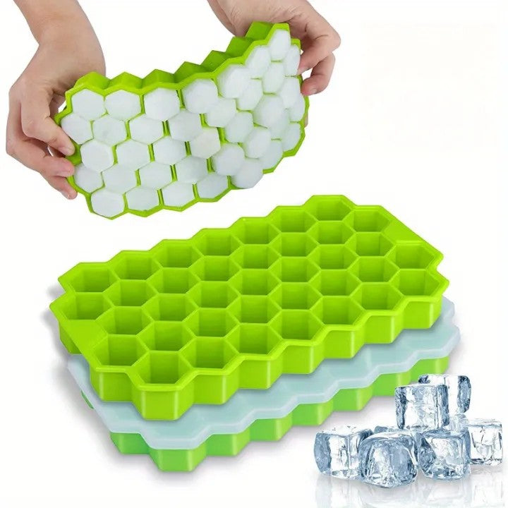 Silicone Ice Cube Tray with Lid | Reusable Flexible Ice Cube Mold for Freeze