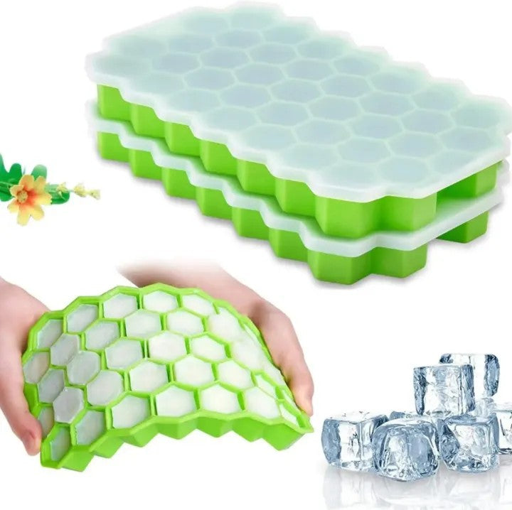 Silicone Ice Cube Tray with Lid | Reusable Flexible Ice Cube Mold for Freeze