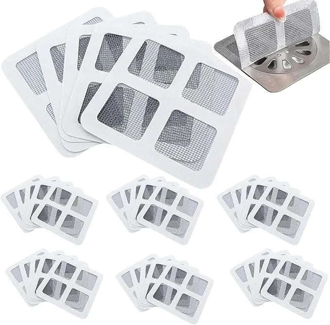 Drain Hair Catcher Stickers (10 Pcs) Disposable Sink & Shower Hair Filter for Bathroom & Kitcher