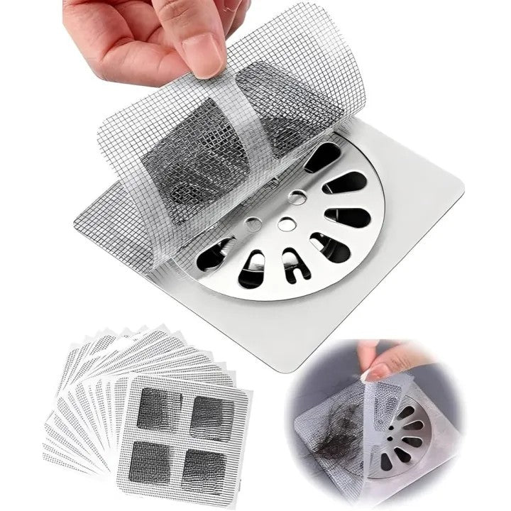 Drain Hair Catcher Stickers (10 Pcs) Disposable Sink & Shower Hair Filter for Bathroom & Kitcher