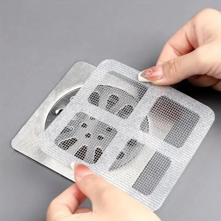 Drain Hair Catcher Stickers (10 Pcs) Disposable Sink & Shower Hair Filter for Bathroom & Kitcher
