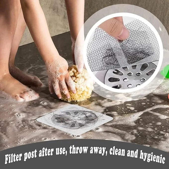 Drain Hair Catcher Stickers (10 Pcs) Disposable Sink & Shower Hair Filter for Bathroom & Kitcher