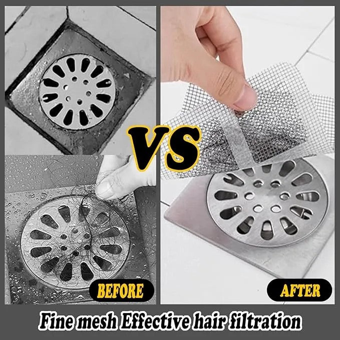Drain Hair Catcher Stickers (10 Pcs) Disposable Sink & Shower Hair Filter for Bathroom & Kitcher
