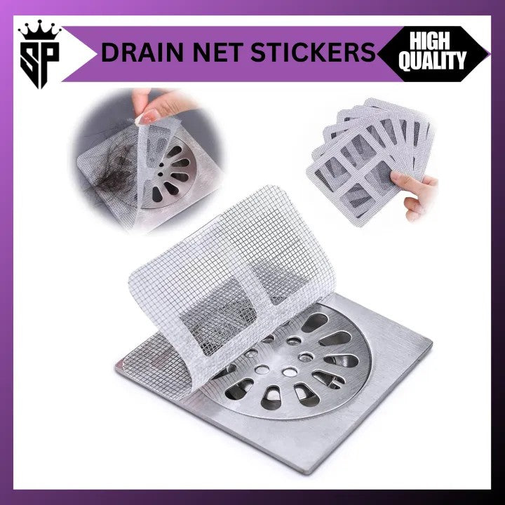Drain Hair Catcher Stickers (10 Pcs) Disposable Sink & Shower Hair Filter for Bathroom & Kitcher