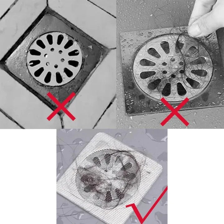 Drain Hair Catcher Stickers (10 Pcs) Disposable Sink & Shower Hair Filter for Bathroom & Kitcher