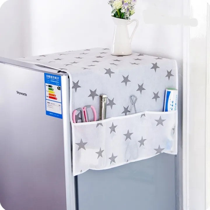 Refrigerator Fridge Top Dust Cover with Storage Pockets | Washing Machine & Fridge Protector Organizer