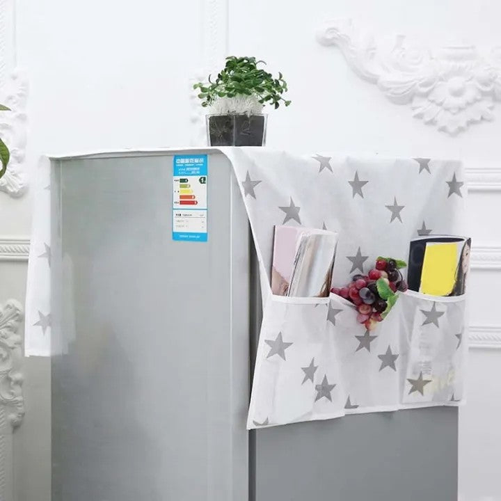 Refrigerator Fridge Top Dust Cover with Storage Pockets | Washing Machine & Fridge Protector Organizer