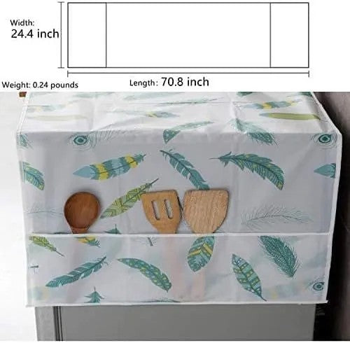 Refrigerator Fridge Top Dust Cover with Storage Pockets | Washing Machine & Fridge Protector Organizer
