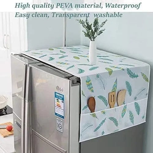 Refrigerator Fridge Top Dust Cover with Storage Pockets | Washing Machine & Fridge Protector Organizer