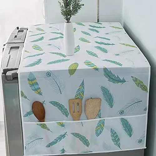 Refrigerator Fridge Top Dust Cover with Storage Pockets | Washing Machine & Fridge Protector Organizer