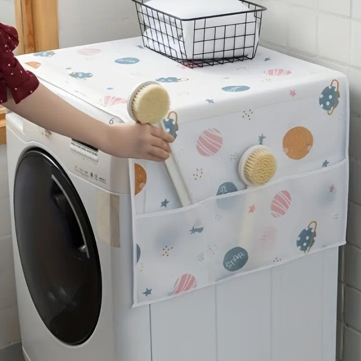 Refrigerator Fridge Top Dust Cover with Storage Pockets | Washing Machine & Fridge Protector Organizer
