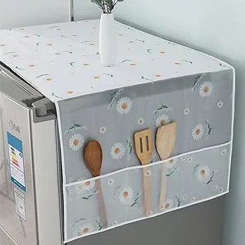 Refrigerator Fridge Top Dust Cover with Storage Pockets | Washing Machine & Fridge Protector Organizer