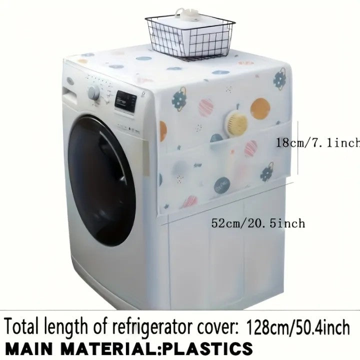 Refrigerator Fridge Top Dust Cover with Storage Pockets | Washing Machine & Fridge Protector Organizer
