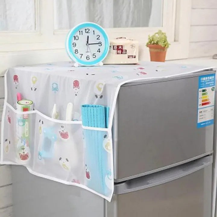 Refrigerator Fridge Top Dust Cover with Storage Pockets | Washing Machine & Fridge Protector Organizer