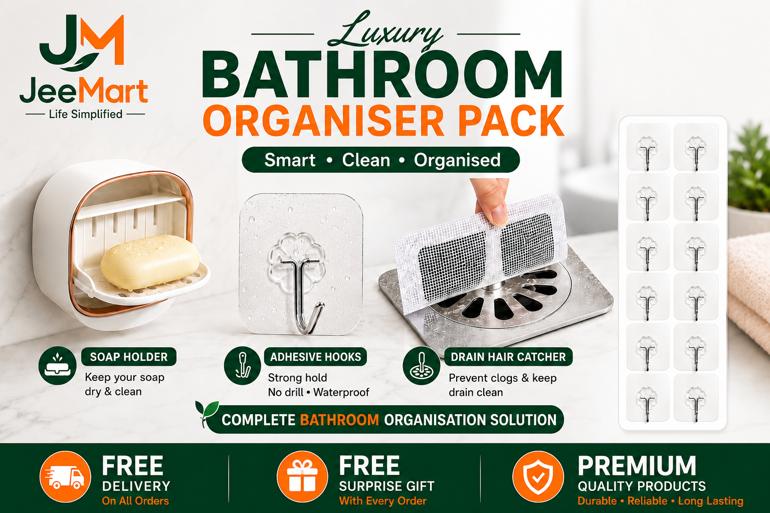 Luxury Bathroom Organizer Pack | Bathroom Bundle