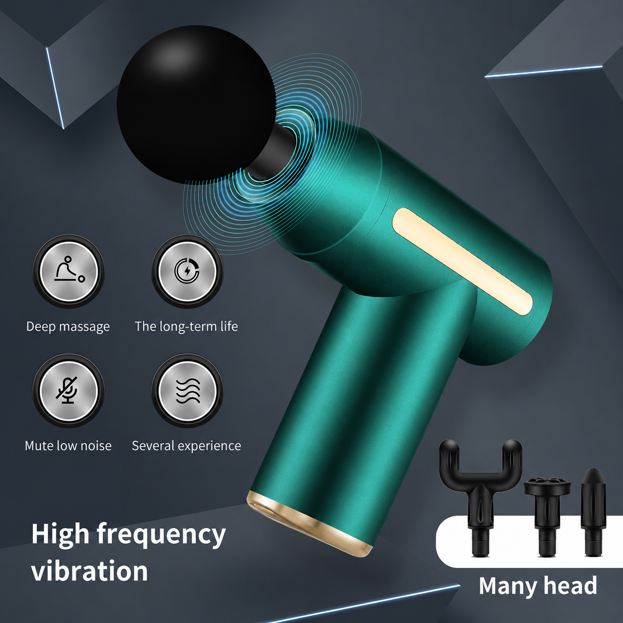 Mini Massage Gun – 6 Speeds, 4 Heads & Type-C Charging
